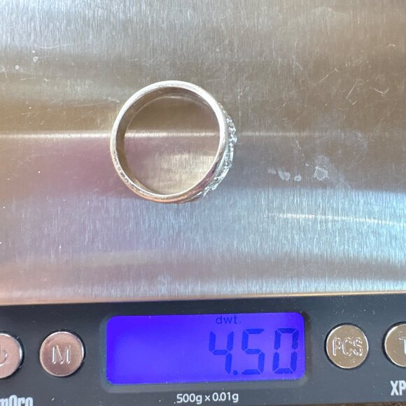 VTG Sterling Silver 925 Floral Grapevine Design Signet Style Ring Size 10 - Picture 8 of 8